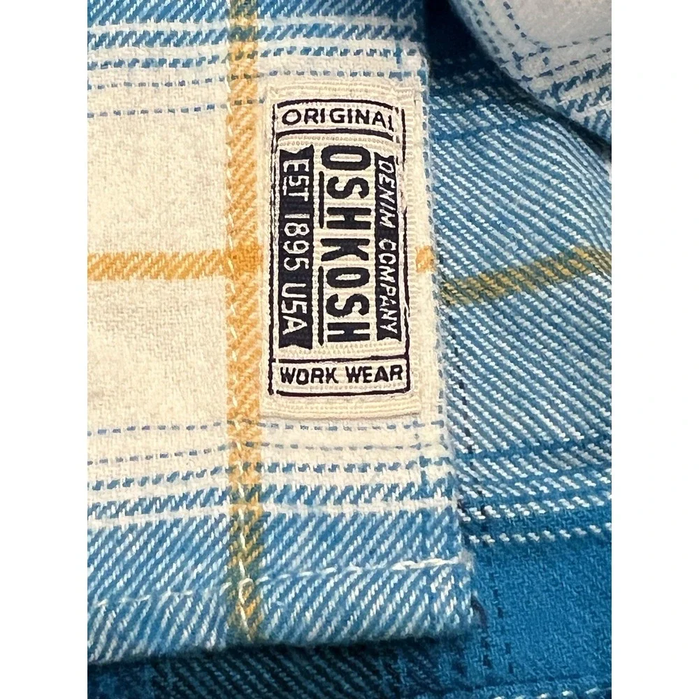 OshKosh B'gosh Toddler Bots Flannel‎ Shirt Sz 4 Blue White Black New with Tags